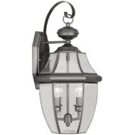 Livex Lighting 2251-04 Monterey 2 Light Outdoor Black Finish Solid Brass Wall Lantern with Clear Beveled Glass