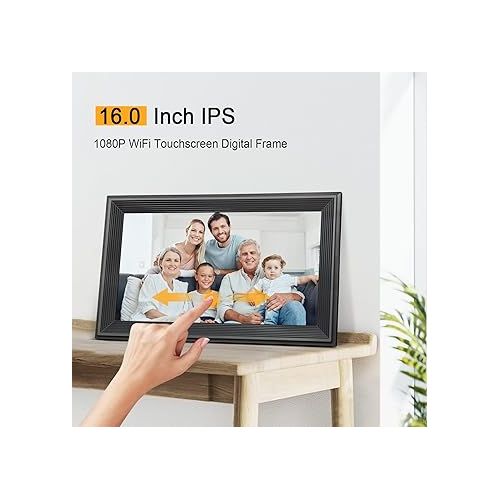  16 inch WiFi Digital Picture Frame, Touch Screen Smart Digital Photo Frame with 32GB Storage, Electronic Picture Frame, Gifts for Women, Men, Mom, Dad