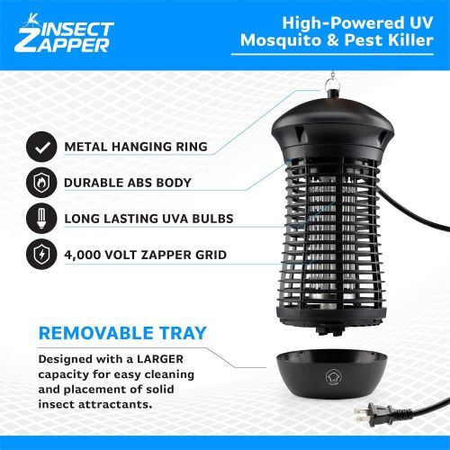  Livin Well Livin’ Well Bug Zapper - 4000V High Powered Electric Mosquito Eradicator and Insect Killer Trap with 1,500 Sq. Feet Range and 18W UVA Mosquito Light Bulb