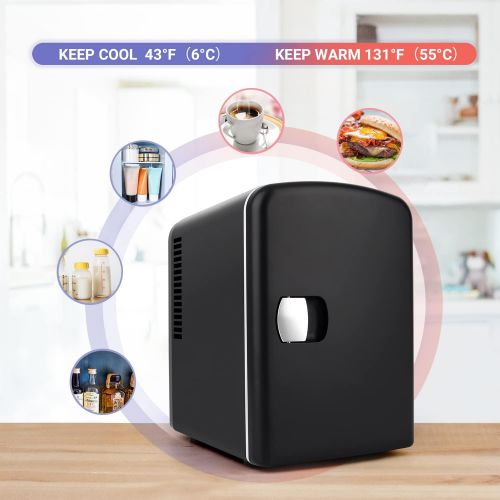  Living Enrichment Mini Fridge 4 Liter/6 Can Skincare Fridge, AC 120V DC 12V Portable Small Refrigerator Cooler and Warmer for Skincare, Foods, Medications, Bedroom, Travel and Car