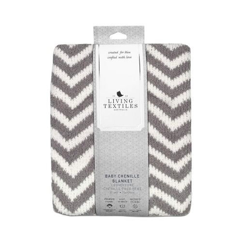  Living Textiles Chenille Baby Blanket Grey Stars | Ultra-Soft Throw Blanket for Cribs and Strollers |...