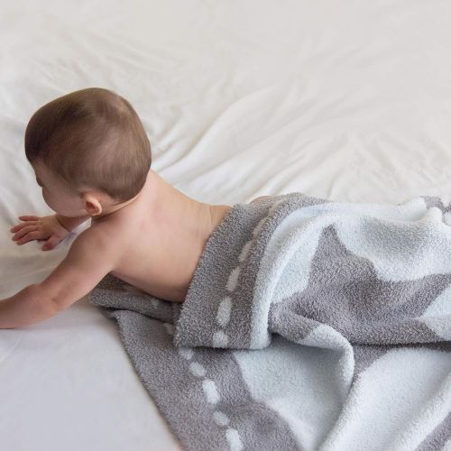  Living Textiles Chenille Baby Blanket Grey Stars | Ultra-Soft Throw Blanket for Cribs and Strollers |...