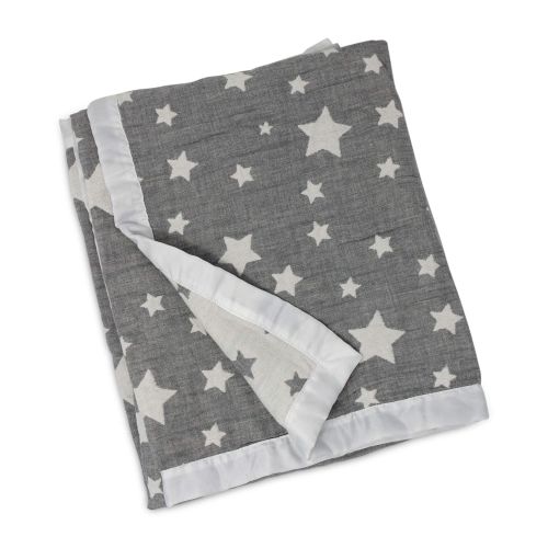  Living Textiles Muslin Jacquard Baby Blanket with Grey Elephant. Soft Double-Layered Muslin Jacquard 100% Cotton Baby Blanket (40x30 inch)