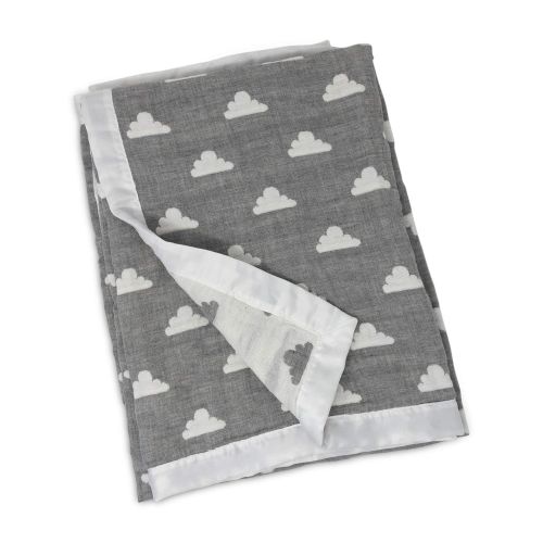  Living Textiles Muslin Jacquard Baby Blanket with Grey Elephant. Soft Double-Layered Muslin Jacquard 100% Cotton Baby Blanket (40x30 inch)