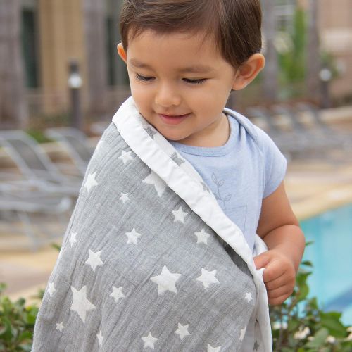  Living Textiles Muslin Jacquard Baby Blanket with Grey Elephant. Soft Double-Layered Muslin Jacquard 100% Cotton Baby Blanket (40x30 inch)