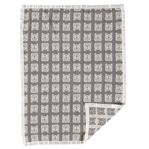  Living Textiles Muslin Jacquard Baby Blanket with Grey Elephant. Soft Double-Layered Muslin Jacquard 100% Cotton Baby Blanket (40x30 inch)