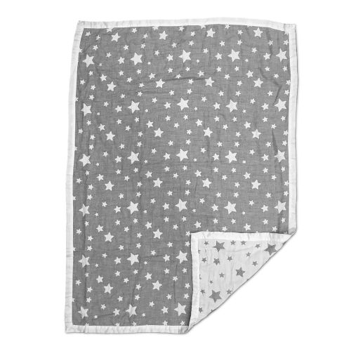  Living Textiles Muslin Jacquard Baby Blanket with Grey Elephant. Soft Double-Layered Muslin Jacquard 100% Cotton Baby Blanket (40x30 inch)