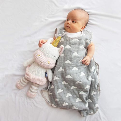  Living Textiles Muslin Jacquard Baby Blanket with Grey Elephant. Soft Double-Layered Muslin Jacquard 100% Cotton Baby Blanket (40x30 inch)