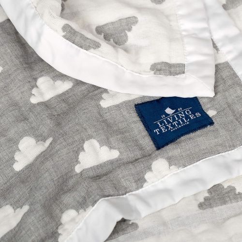  Living Textiles Muslin Jacquard Baby Blanket with Grey Elephant. Soft Double-Layered Muslin Jacquard 100% Cotton Baby Blanket (40x30 inch)