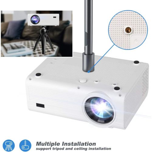  Living Enrichment Mini Projector, Built-in Dual Speaker and Full HD 1080p Movie Video Projector, 50000 Hours Life LED, Compatible with TV Stick, Video Games, HDMI, USB, TF, VGA, AU