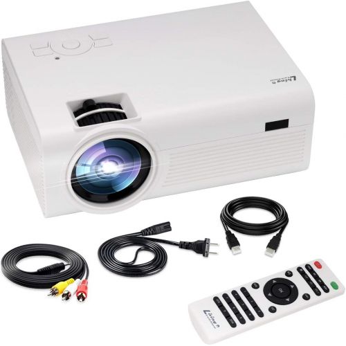  Living Enrichment Mini Projector, Built-in Dual Speaker and Full HD 1080p Movie Video Projector, 50000 Hours Life LED, Compatible with TV Stick, Video Games, HDMI, USB, TF, VGA, AU