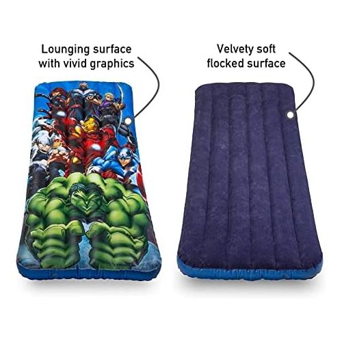  [아마존베스트]Living iQ Inflatable Jr Twin Portable Travel Kids Sleeping Air Bed Mattress (Avengers)
