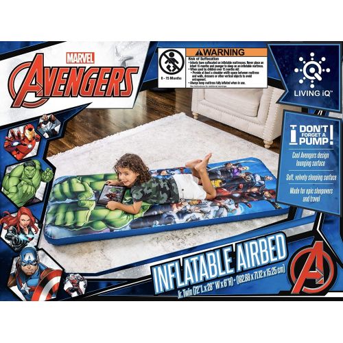  [아마존베스트]Living iQ Inflatable Jr Twin Portable Travel Kids Sleeping Air Bed Mattress (Avengers)