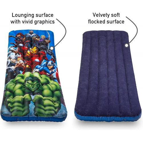  [아마존베스트]Living iQ Inflatable Jr Twin Portable Travel Kids Sleeping Air Bed Mattress (Avengers)