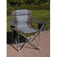 LivingXL 1000-lb. Capacity Heavy-Duty Portable Oversized Chair, Collapsible Padded Arm Chair with Cup Holders and Lower Mesh Side Pocket, Charcoal