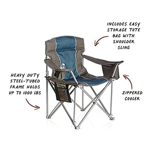  LivingXL 1000-lb. Capacity Heavy-Duty Portable Oversized Chair, Collapsible Padded Arm Chair with Cup Holders and Lower Mesh Side Pocket, Charcoal