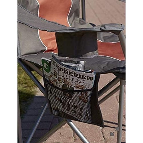  LivingXL 1000-lb. Capacity Heavy-Duty Portable Oversized Chair, Collapsible Padded Arm Chair with Cup Holders and Lower Mesh Side Pocket, Charcoal