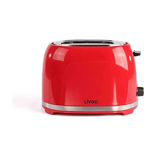  LIVOO Wasserkocher Kabellos und Toaster Rot Set Fruehstuecksset (Automatische Abschaltung, Verdecktes Heizelement, 1,7 Liter)