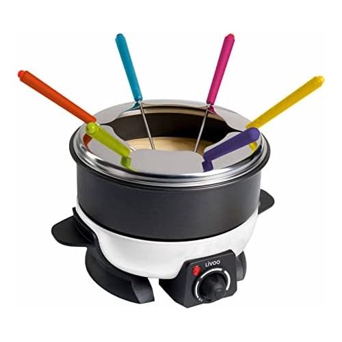  Domoclip Fondue Elektrisch Fondueset fuer 6 Personen mit Thermostat 1,6 Liter (Kasefondue, Schokofondue, Spritzschutz, Antihaftbeschichtung)