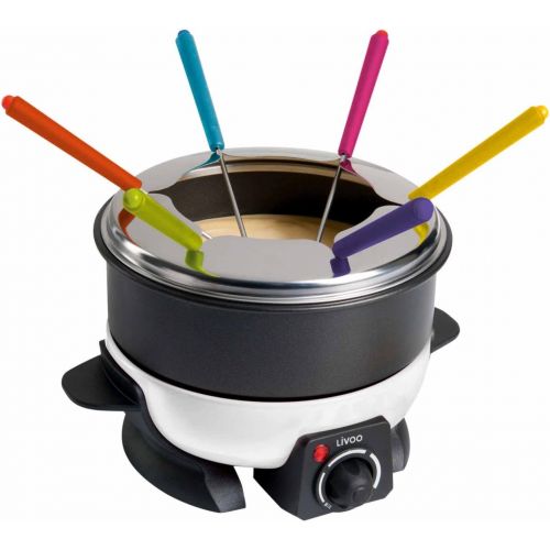  Domoclip Fondue Elektrisch Fondueset fuer 6 Personen mit Thermostat 1,6 Liter (Kasefondue, Schokofondue, Spritzschutz, Antihaftbeschichtung)