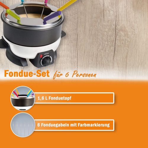  Domoclip Fondue Elektrisch Fondueset fuer 6 Personen mit Thermostat 1,6 Liter (Kasefondue, Schokofondue, Spritzschutz, Antihaftbeschichtung)