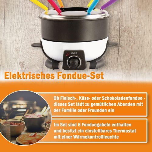  Domoclip Fondue Elektrisch Fondueset fuer 6 Personen mit Thermostat 1,6 Liter (Kasefondue, Schokofondue, Spritzschutz, Antihaftbeschichtung)