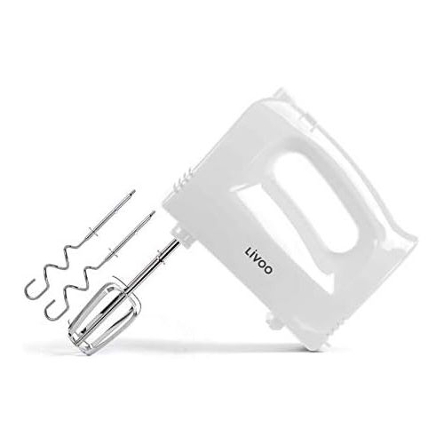  [아마존베스트]LIVOO Hand mixer for kitchen 5 stages hand mixer (dough hook, whisk, 200 watt, ejection button, mixer, stirrer, white)