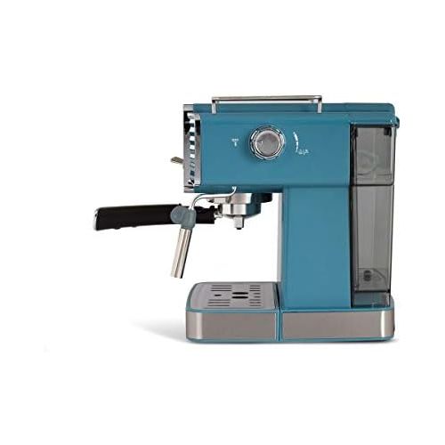  [아마존베스트]Livoo DOD174 Espresso Coffee Machine 15 Bar Thermoblock Steam Nozzle Cappuccino Hot Milk Retro Blue 1350W