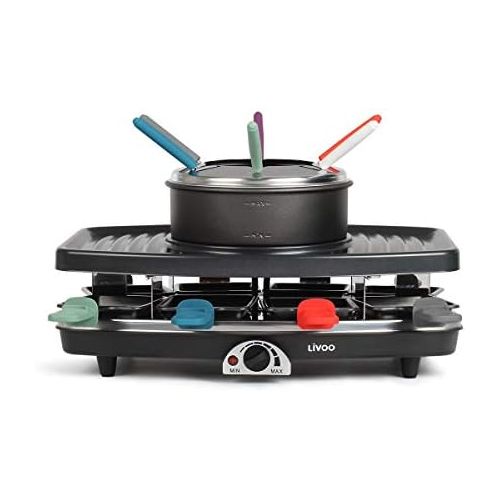  [아마존베스트]LIVOO DOC233 Raclette / Grill / Fondue Device, 8 Pans + 6 Forks included