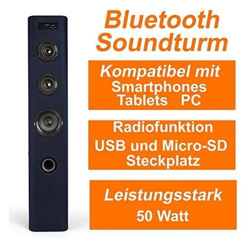  [아마존베스트]-Service-Informationen Bluetooth Speaker Tower Speaker with Remote Control and Subwoofer (USB Connection, FM Radio, Floor Speaker, Wooden Column, Height 100 cm)