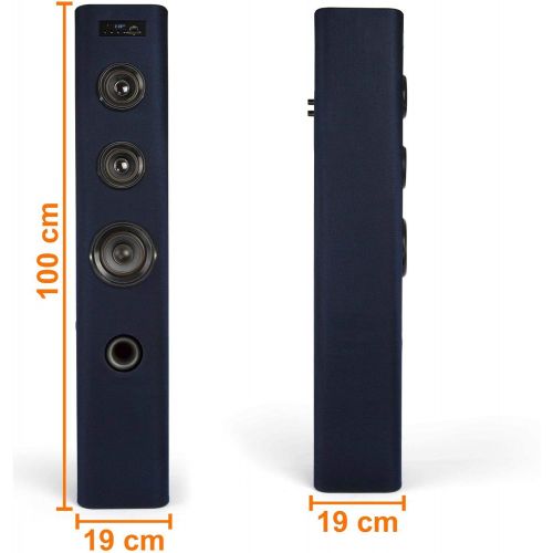  [아마존베스트]-Service-Informationen Bluetooth Speaker Tower Speaker with Remote Control and Subwoofer (USB Connection, FM Radio, Floor Speaker, Wooden Column, Height 100 cm)