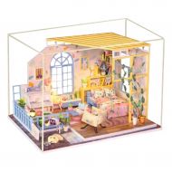 Livoty1 Livoty DIY Miniature Dollhouse Kit with Light 3D Wooden Mini House Set with Furniture Decorate Creative Toy Great Birthday Gift for Girls Boys