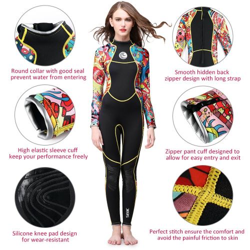 Lixada lixada Womens Full Body Wetsuit 3mm Neoprene Color Long Sleeves Dive Skin Suit for Swimming/Scuba Diving/Snorkeling/Surfing - One Piece for Women