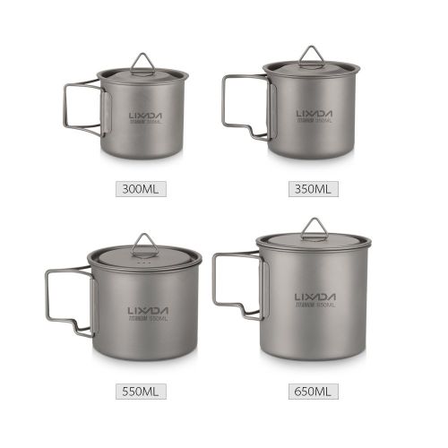  [아마존 핫딜]  [아마존핫딜]Lixada Titanium Topf Camping Tragbar Titan Wasser Tragbar Becher Tasse Klappgriff(300 ml,350 ml,420ml,550 ml,650 ml,750ml,900ml,1600ml)