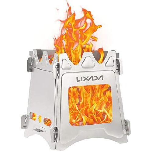  Lixada Camping Stove,Portable Folding Wood Stove Lightweight Titanium Alcohol Stove for Outdoor Cooking Backpacking Stove