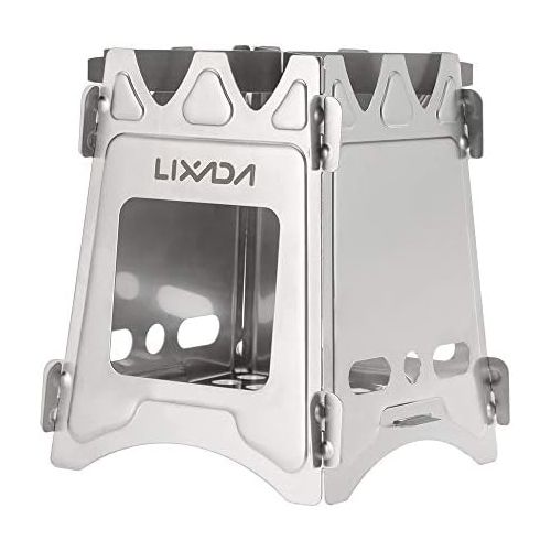  Lixada Camping Stove,Portable Folding Wood Stove Lightweight Titanium Alcohol Stove for Outdoor Cooking Backpacking Stove