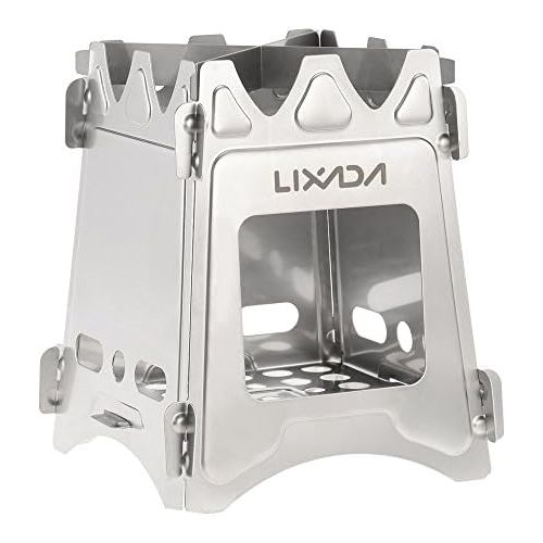  Lixada Camping Stove,Portable Folding Wood Stove Lightweight Titanium Alcohol Stove for Outdoor Cooking Backpacking Stove