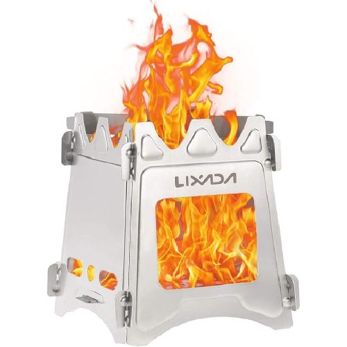  Lixada Camping Stove,Portable Folding Wood Stove Lightweight Titanium Alcohol Stove for Outdoor Cooking Backpacking Stove