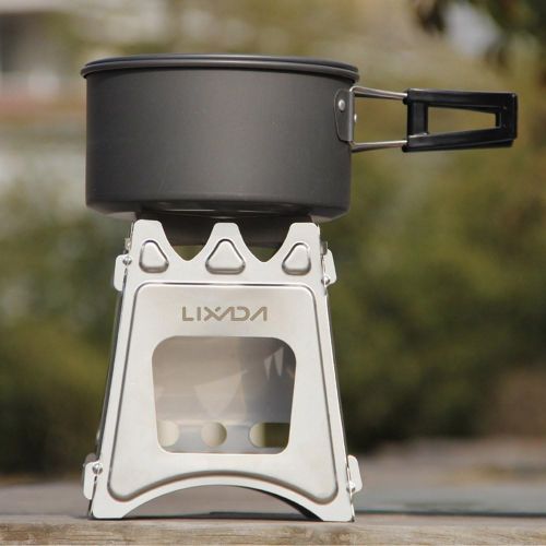  Lixada Camping Stove,Portable Folding Wood Stove Lightweight Titanium Alcohol Stove for Outdoor Cooking Backpacking Stove