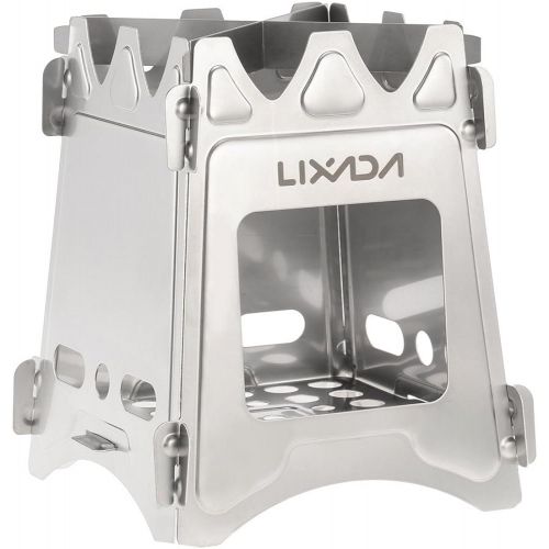  Lixada Camping Stove,Portable Folding Wood Stove Lightweight Titanium Alcohol Stove for Outdoor Cooking Backpacking Stove