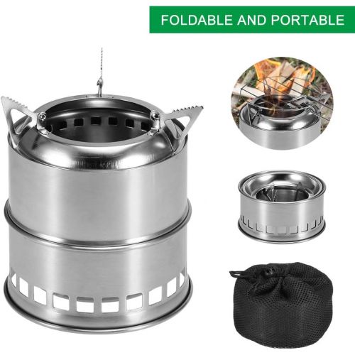  Lixada Camping Stove Ultralight Folding Stainless Steel Wood Stove Pocket Alcohol Stove for Outdoor Camping Fishing Hiking Backpacking（Optional）
