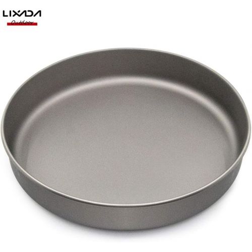  Lixada Camping Cookware Set - Titanium Wood Stove Frypan Ultra Light Portable Cooking Equipment Mess Kit Tools with Folding Handle for Picnic BBQ Camp Hiking