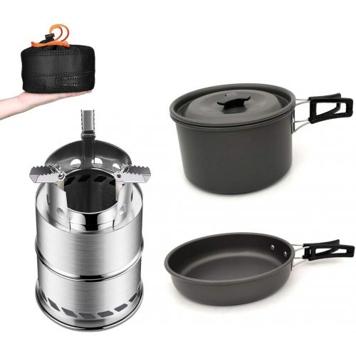  Lixada Camping Cookware Kit Outdoor Hiking Aluminum Pots Pans with Foldable Handle Camping Cookware Set Picnic Cooking Set Non-Stick Cookware Bowls Set