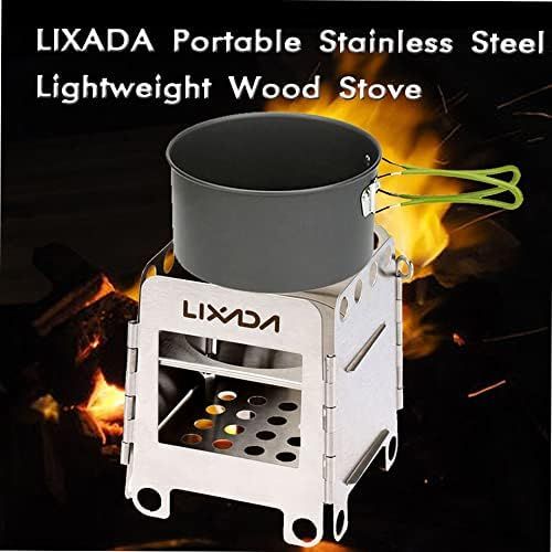  Lixada Camping Stove Portable Stainless Steel Backpacking Stove Wood Burning Stoves for Picnic BBQ Camp Hiking