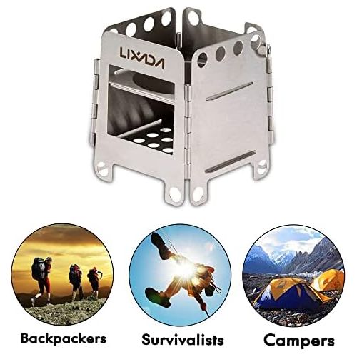  Lixada Camping Stove Portable Stainless Steel Backpacking Stove Wood Burning Stoves for Picnic BBQ Camp Hiking