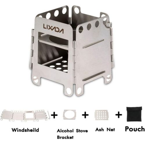  Lixada Camping Stove Portable Stainless Steel Backpacking Stove Wood Burning Stoves for Picnic BBQ Camp Hiking