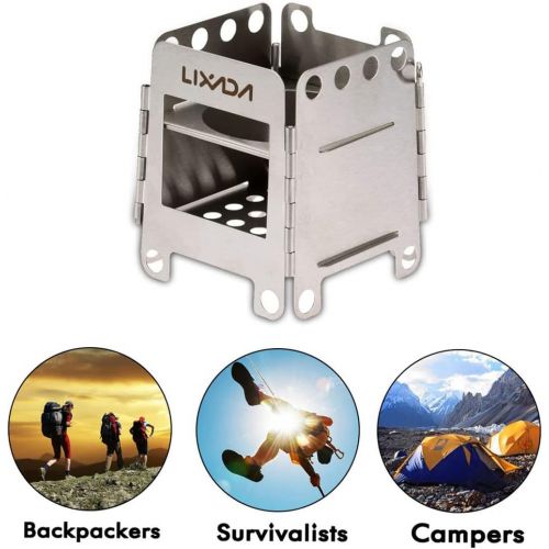  Lixada Camping Stove Portable Stainless Steel Backpacking Stove Wood Burning Stoves for Picnic BBQ Camp Hiking