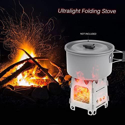  Lixada Camping Stove Portable Lightweight Folding Wood Burning Backpacking Stove for Outdoor Cooking Picnic Hunting