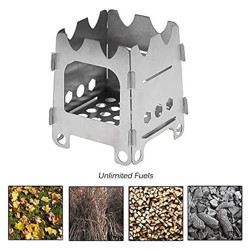  Lixada Camping Stove Portable Lightweight Folding Wood Burning Backpacking Stove for Outdoor Cooking Picnic Hunting