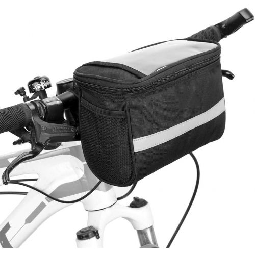  Lixada Bike Baskets Bag with Reflective Stripe Bicycle Handlebar Bag Bike Frame Bag Bicycle Triangle Bag Bike Front Tube Bag Bike Pannier Bag (Optional)